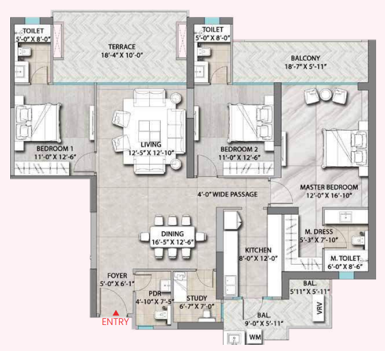 3 BHK Layout Plan